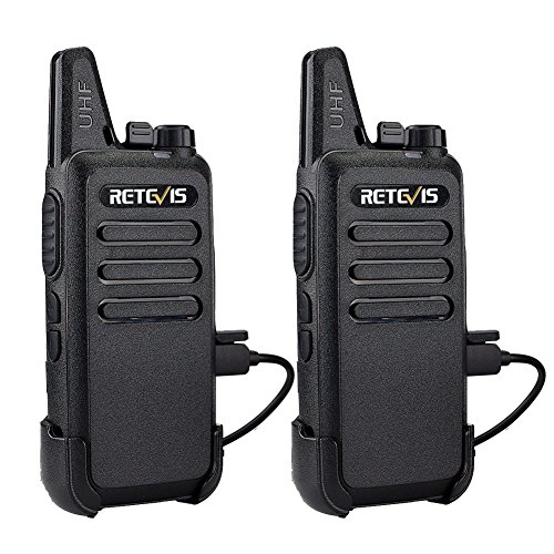 Retevis RT22 Talkie Walkie Mini Rechargeable Professionnel Portable 16 Canaux Talkie-Walkie CTCSS/DCS Scan VOX Alarme Surveillance USB de Charge(Noir,1 Paire)