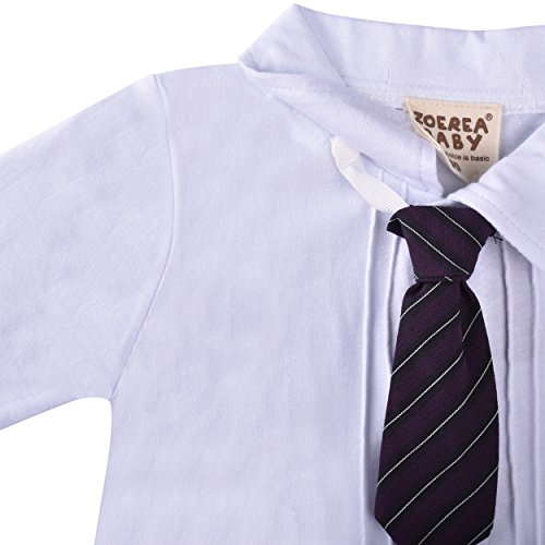 ZOEREA 2tlg Baby-Jungen Bekleidungssets Strampler + Anzug Mantel Gentleman Nobility Hochschule Stil Baumwolle Krawatte Langarm Baby Taufe Hochzeit Weihnachten für Frühling Herbst und Winter (0-24M) - 3