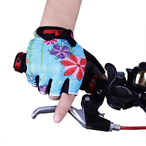 Aiduy FahrradHandschuhe, Fitnesshandschuhe Trainingshandschuhe Halbfinger-Fahrradhandschuhe – Rutschfest, Schaum gepolstert und Klettverschluss - 5
