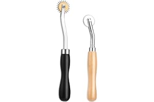 DEUDY 2 Stück Verfolgungsrad Nähen Werkzeug, Schnittmusterrädchen mit Holzgriff, Kopierrädchen Markierrädchen, Nadel Punkt Verfolgungsrad, Schneiderrädchen Schnittmusterrad für DIY Leder