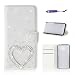 Produktbild Samsung Galaxy S8 Plus Folio Wallet Case Glitzer Schale Tasche Moonmini® Crystal Cover Schutzhülle mit Card Slot Funktion Standfunktion 3D Bling Kristall Diamant + Stylus-Stift Flip Case Cover für Samsung Galaxy S8 Plus 2017 (Liebesherz)