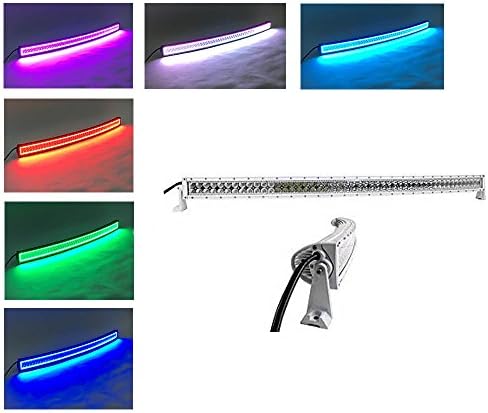 Colorbarz® White 52" 300W Curved Led Light Bar Combo Multicolor RGB halo Ring Kit Strip for Off-Road Truck Agriculture Vehicle Emergency &amp; Rescue Vehicle Boat and Free wiring harness