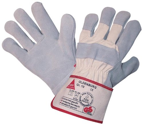 Arbeitshandschuhe OLDENBURG TÜV-GS geprüft Rindkernspaltleder Gr. 10