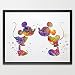 Dignovel Studios A3 Mickey and Minnie Disney watercolour Art Print Wall Art Poster Girl Room Decor Art Wall Hanging Kids watercolour Art Birthday Wedding Gift N043-Unframed