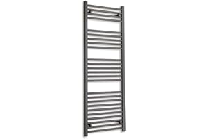 500mm Wide Black Heated Towel Rail Straight Flat Bathroom Warmer Radiator Rack Central Heating Turkish Zone (500mm x 1400mm)