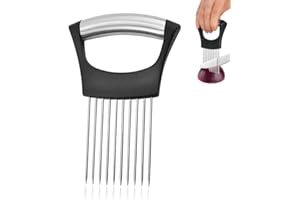 HABNI Coupe-Oignon en Acier Inoxydable, Fourchette à Oignon, trancheur Universel de Fruits et légumes, Aiguille à Viande, Noir 14.2 * 9.5cm