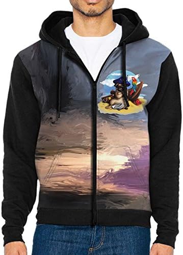V Gears Man Captain Pug Pirate Dog With Parrot Sports colorful Fashion Pocket Hoodie With Hat