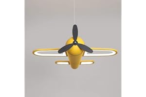 RCYF Plafonnier LED Avion, Lampe de Plafond Créatif pour Enfants Chambre Garçon Fille, Lustre Suspension Moderne, 42W Lumière Chaude, Jaune