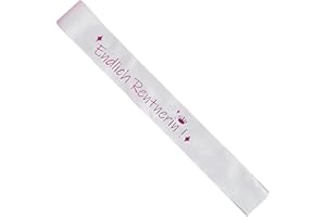 JENICH Schärpe Endlich Rentnerin Ruhestand Schärpe Rentner Ruhestand Geschenk Weiß Rosa für Ruhestand Pensionierung Abschiedsfeier Party