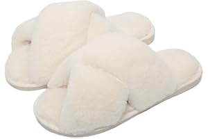 Fadezar Pantoufle Femme Chausson Peluche Chaud Slippers Claquette Fourrure Sandal Bout Ouvert Accueil Chaussures