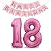 Produktbild Pinke Folienluftballons für den 18. Geburtstag XXL 100cm pink rosa Set mit Girlande - Riesen Heliumballon Folienballons in 40" Geburtstagsdeko Ideale Deko zum 18.