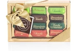 Venchi - Cofanetto Dorato con Cioccolatini Gianduiotti Assortiti, 110 g - Con "Nocciola Piemonte IGP" - Senza Glutine - Idea Regalo