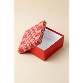 Kalpli Hediye Kutusu, Kırmızı Pembe Kalp Desenli, Premium Karton Hediye Kutusu 26x26x13 cm
