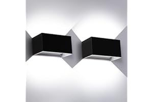Kingwei 2piezas 20W Aplique Pared Interior/Exterior 6000K Blanco frio Moderno Apliques Pared Ángulo de Haz Ajustable Apliques Pared Led IP65 Impermea