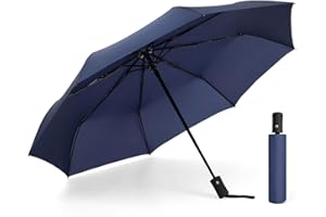 Hannstar Folding Travel Umbrella Windproof Strong, Compact, Auto Open & Close, Lightweight, Strong & Portable Umbrella for rain- Men and Women Brolly