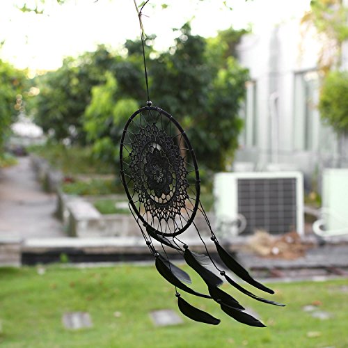 SOLEDI Dreamcatcher Traumfänger Glücksbringer exquisite Stickereien aus der schönsten Geschichten in der amerikanischen indischen Mythologie (schwarz) - 3