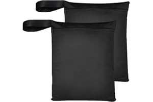 CDRPD 2pcs Bolsas Ropa Mojada,50 * 40 cm Bolsa Impermeable Piscina,Bolsa de Natación,Lavadora Wet Bag con Cremallera,Organizador para Trajes de Baño,Ropa Sucia,Toalla de Playa,Rañales,Ropa Deportiva,Negro