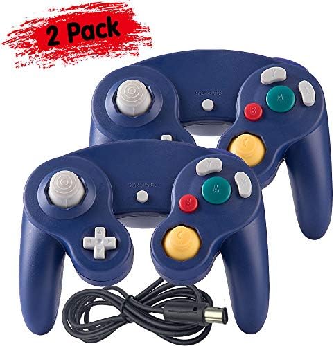Ocamo Gaming Controller Gamepad 2 pcs Wired NGC Controller Gamepad for Nintend GameCube GC & Wii Console Blue