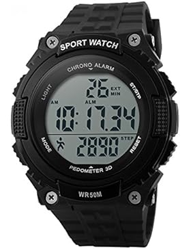 [Gesponsert]Bozlun Digitale Sportuhr für Herren mit Schrittzähler und Speicher wasserdicht bis 5 bar LED Chronograph Stoppuhr...