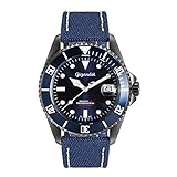 Gigandet Automatik Herren-Armbanduhr Sea Ground Taucheruhr Uhr Datum Analog Ledertextilarmband Blau G2-022