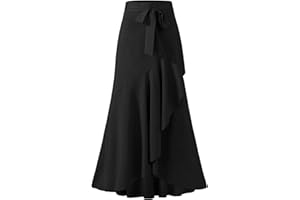 LAIYUTING Falda Larga Elegante De Verano para Mujer, Faldas De Cola De Pez con CinturóN Y Cintura Alta, Falda De Fiesta con Volantes Sueltos Informales para Mujer