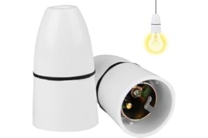 COALWOP 2 Pack B22 Bayonet Pendant Lamp Holder，Bayonet Cap Ceiling Lamp Bulb Holder Un-Switched Fitting High Temperature White Bayonet Cap Lamp Holder for Ceiling Mount, Wall Mount, Hanging, Chandeliers