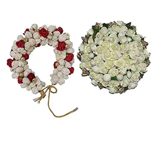 GadinFashion? Hair Bun Combo Mogra Artificial Gajra & Full juda Bun for Women in White Pack-02