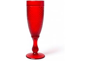 FRANCACOR PACK 6 COPAS DE CRISTAL DE COLORES champan 20 X 7 CMS CAPACIDAD 150 ML - DIAMOND (ROJO)