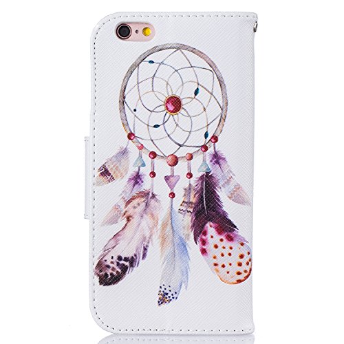 iphone 6 / iphone 6S Hülle Leder Weiß ,SKYXD Feder Traumfänger Muster PU Folio Klappbar Schutzhülle [Magnetverschluss / Brieftasche Kartenfach / Standfunktion] Klapphülle mit [Eule Handyanhänger + Eingabestift] 3 in 1 Zubehör Handy Tasche Etui für Apple iphone 6/6s Case Bookstyle Flip Leather Cover With [Free Stylus and Dust Plug] - 3