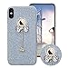Produktbild Glitzer Bling Hülle für iPhone XR, Obesky Weich TPU Silikon Handyhülle Luxus Diamant Bow-knot Anhänger Designer Schutzhülle für Apple iPhone XR (6.1"), Blau