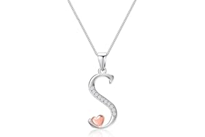 Mesovor 925 Sterling Silver Initial Necklace for Women, Dainty Sterling Silver Letter Cubic Zirconia Necklace Jewelry Gifts for family Mother Sister Wife