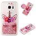 Produktbild Galaxy S7 Hülle, KANTAS Weich Silikon Flüssiger Glitzer Treibsand Schutzhülle Handyhülle Rückseite TPU Ultra Dünn Bumper Back Cover für Samsung Galaxy S7, Schüchternes Einhorn