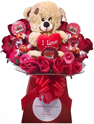 Valentine's Day Yankee Collection, Rose, Teddy &amp; Chocolate Bouquet - Chocolate Bouquet Gift