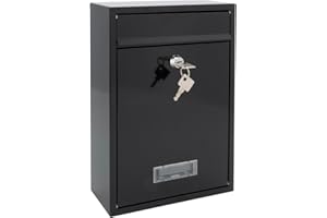 BURG-WÄCHTER Burg Wachter Style Wall Mounted Steel Lockable Weather Resistant Post Box 31x21.5x7cm - Black