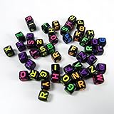 30 Teile LOOM BANDS Bandz Kette Buchstaben Bastel Extras Alphabet Clips LB14 (schwarz mit Neon)