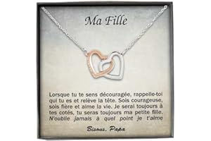 TILOVE - Collier Personnalisé pour Femme avec Pendentif en Forme de Coeurs Entrelacés Contenant un Message d'Amour pour Votre Fille| Idée Cadeau Anniversaire, Noël, Baptème, Fin d'étude