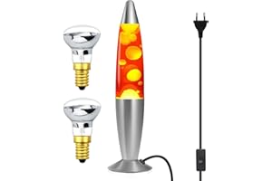 MISSIONMARS MODEZVOUS Lampe Lave 35 cm, Lampe Magma Lave, ampoule R39 de 25 W fournie, Interrupteur - Rouge, Bleu, Vert (ROUGE)