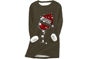 EFOFEI Women's Leisure Tops For Home Long-Sleeved Shirt With Round Neck Sweet Christmas Clothing Fleece Sweater