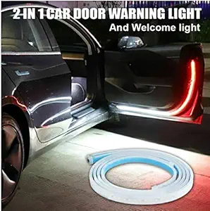 Automaze Car Door LED Warning Light, 2 PCS 48 Inch Flexible Dual Color Strip Light White & Red Sequential Switchback, Safety Light, Strobe Lights for Anti rear-end Collision (2PCS)