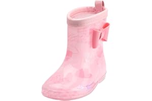 WESALOES Stivali da Pioggia Bambina Colorati Antipioggia Stivali Gomma Bimba Impermeabile Stivaletti Ragazza Scarpe da Pioggia Stivali Leggeri Stivaletti da Pioggia Bambini 2-7 Anni