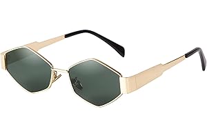 ADEWU Occhiali da sole donna oro vintage occhiali stretti esagonali montatura in metallo retrò UV400