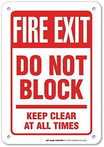Fire Exit Do Not Block Keep Clear At All Times Safety Sign Metal Plate Tin Sign Aluminum Plaque 8" x 12" Indoor Outdoor Heavy Duty