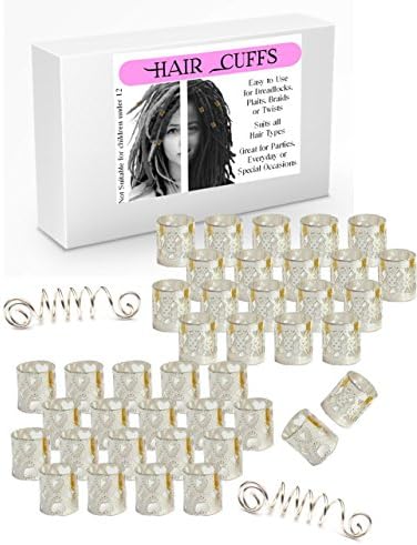20 Silver Diamond & 20 Silver Heart Design Dread Lock Cuffs & 2 Free Viking Dreads Bead
