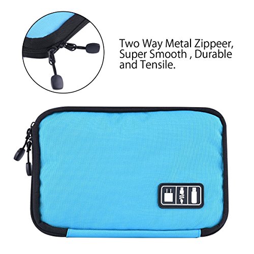 ducomi® cabletop – Tasche Organizer für Kabel und Zubehör Reise mit Reißverschluss Wasserdicht blau - 5