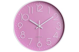 Taodyans Moderno Orologio da Parete Silenzioso Orologio da Cucina Quarzo da 30 cm (Rosa-Bianco)