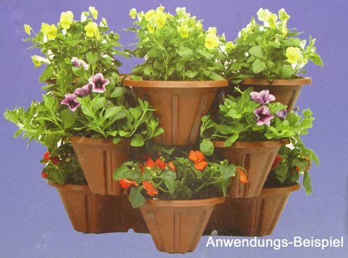 Blumentopftrio Kunststoff 35cm fr Pflanzen, Blumen Topf Kbel Kasten, stapelbar (LHS)