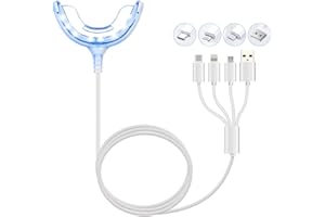 TOWODE Teeth Whitening Accelerator Light, 16x Blue LED Light Mouth Tray Teeth Whitening Enhancer Light Trays Connected with iPhone/Android/USB for Home Use
