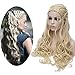 Price comparison product image Daenerys Wigs Blonde Long Curly Wavy Synthetic Hair Wig Game of Thrones Cosplay Costume Wigs Party Halloween and Free Wig Cap 003A