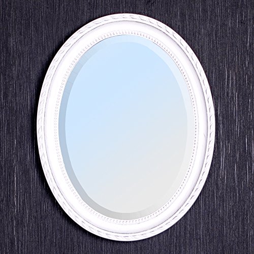 OVALER BAROCKSPIEGEL MIT HOLZRAHMEN WANDSPIEGEL 57x67cm Leila Weiß Silber Antik - 7