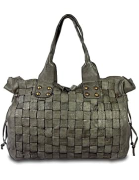 IO.IO.MIO® GRID Vintage Handtasche Ledertasche Shopper A4 geeignet freie Farbwahl , 35x24x16,5 cm (B x H x T)...